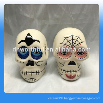 Ceramic Salt and Pepper Shaker, 1.77 Inch, Dia De Los Muertos